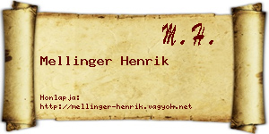 Mellinger Henrik névjegykártya